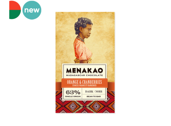 Chocolate Bar, Dark Orange & Cranberries (63% Cocoa)