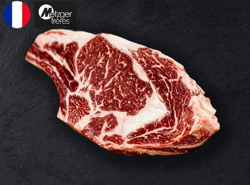 Beef Bone-in Ribeye, Salers Heifer, 30 Days Dry Aged by Metzger Freres (Chilled)