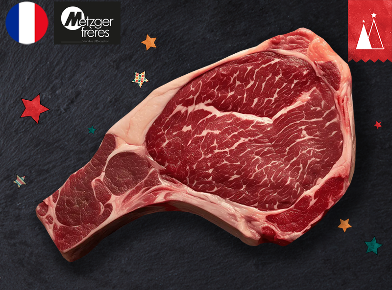 Beef Bone-in Ribeye, Aubrac, 30 Days Dry Aged by Metzger Freres