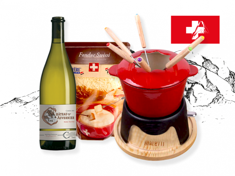 swiss fondue pack raclette friends party melting cheese